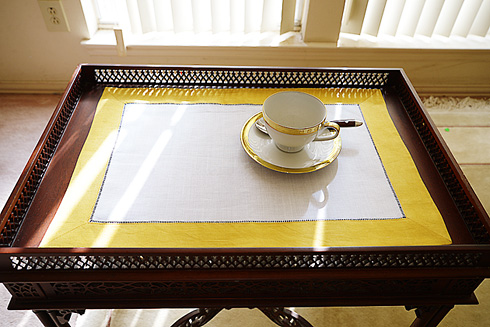 White Hemstitch Placemat 14"x20" with Spicy Mustard color Border